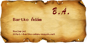 Bartko Ádám névjegykártya